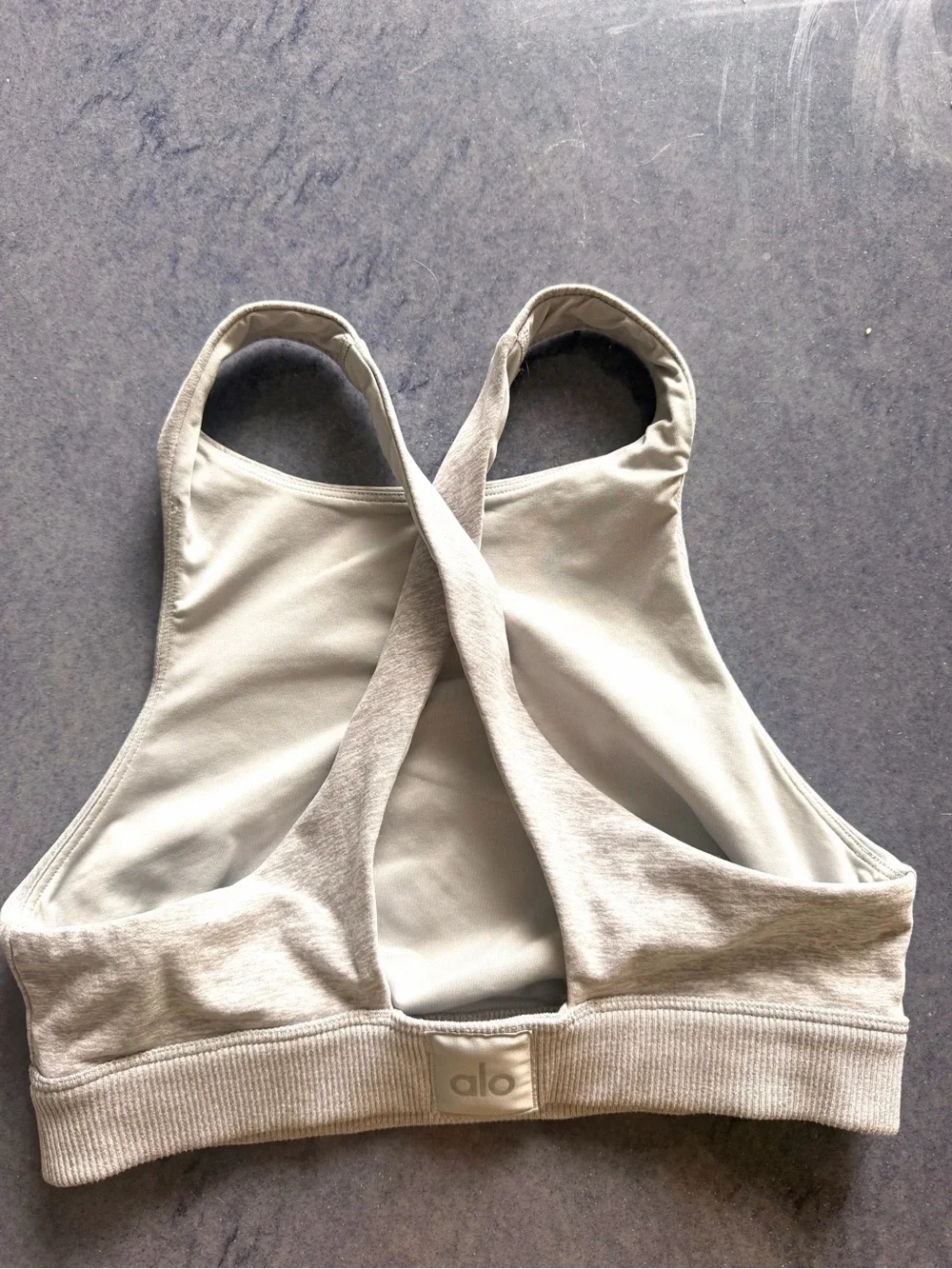 ALO Yoga High-Neck Seamless Bralette in Light Grey